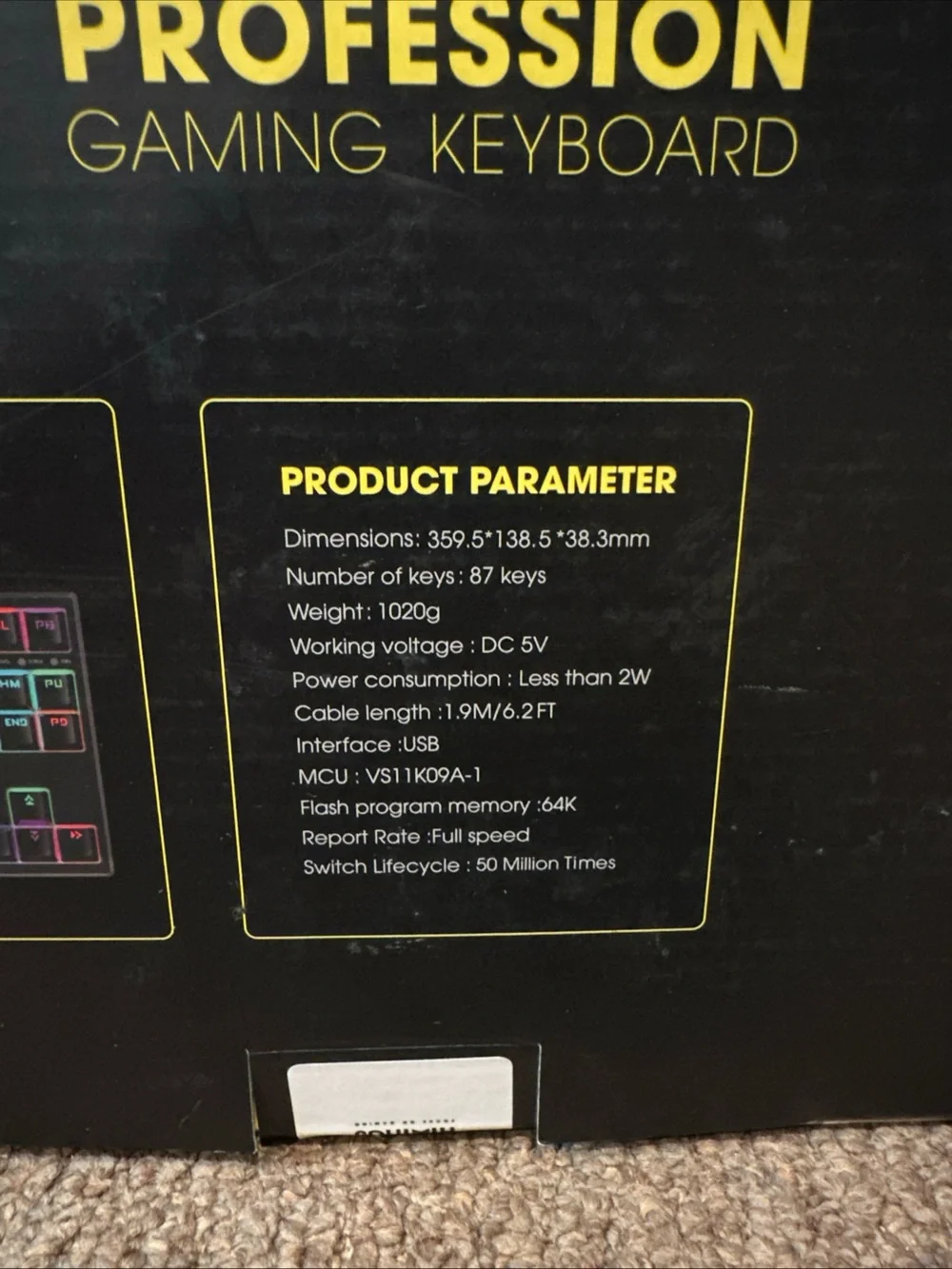 HIWINGS H1100 Black Wired Mechanical Gaming Keyboard - 87 Keys RBG Backlight